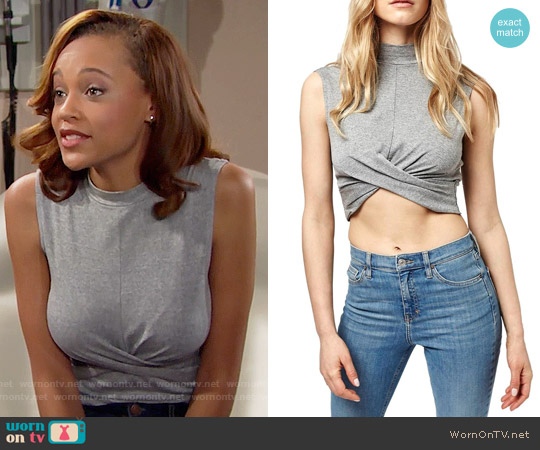 Topshop Twist Front Crop Top worn by Nicole Avant (Reign Edwards) on The Bold and the Beautiful