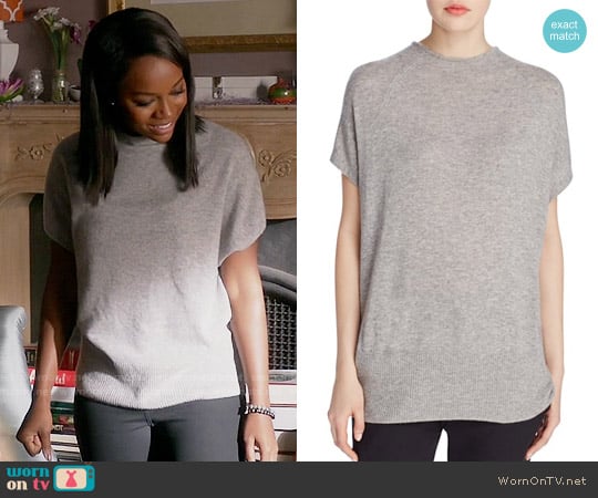 Vince High Neck Cashmere Sweater in Heather Steel worn by Michaela Pratt (Aja Naomi King) on How to Get Away with Murder