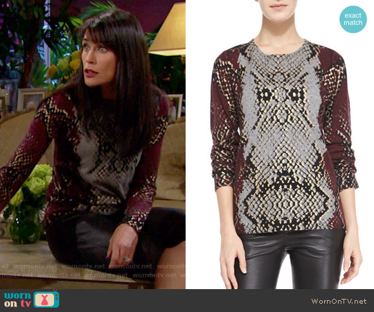 Zadig & Voltaire Python-Print Cashmere Knit Sweater worn by Quinn Fuller (Rena Sofer) on The Bold and the Beautiful