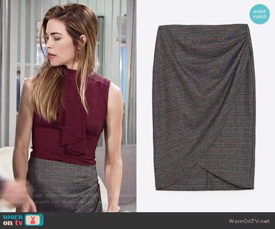 Zara Draped Skirt worn by Victoria Newman (Amelia Heinle) on The Young and the Restless