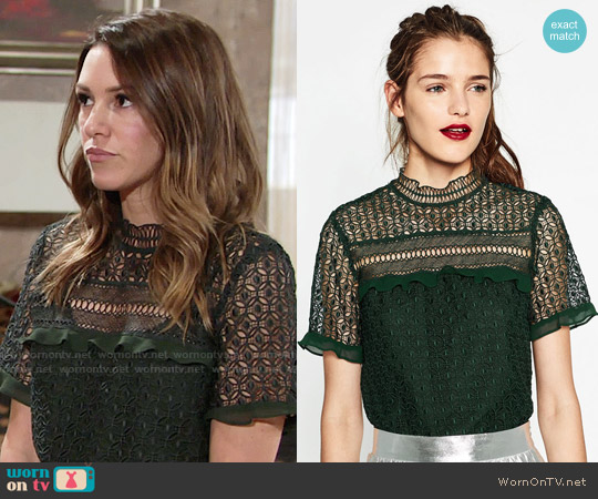 Zara Lace Top worn by Chloe Mitchell (Elizabeth Hendrickson) on The Young and the Restless