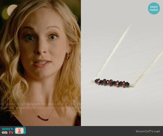 AdmirableJewels Black Spinel Necklace worn by Caroline Forbes (Candice Accola) on The Vampire Diaries