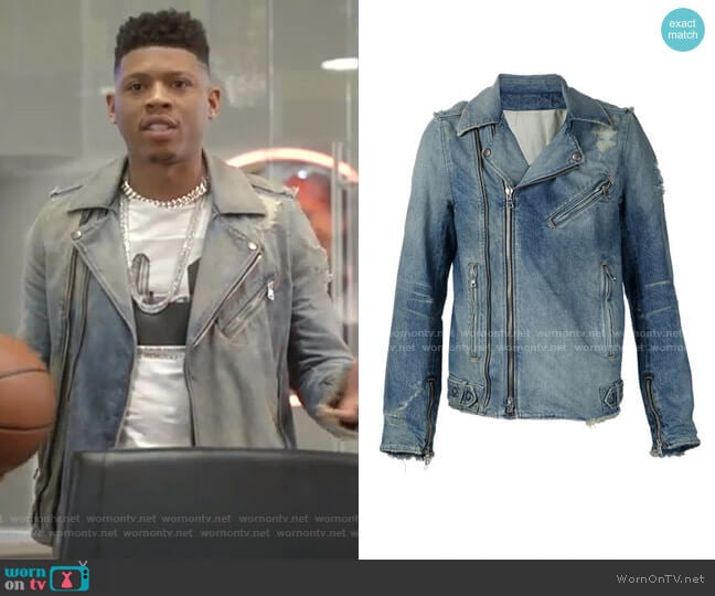 Balmain Destroyed Denim Biker Jacket worn by Hakeem Lyon (Bryshere Y. Gray) on Empire