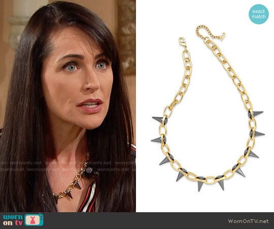 ABS by Allen  Schwartz Two-Tone Spike Collar Necklace worn by Quinn Fuller (Rena Sofer) on The Bold and the Beautiful