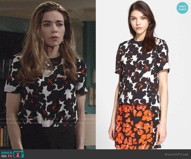 A.L.C. Joan Silk Top worn by Victoria Newman (Amelia Heinle) on The Young and the Restless