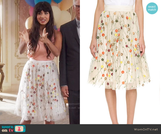 Alice + Olivia Catrina Skirt worn by Tahani Al-Jamil (Jameela Jamil) on The Good Place