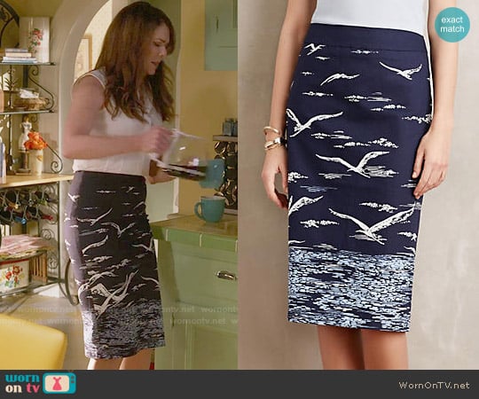 Shorebird Pencil Skirt from Anthropologie worn by Lorelai Gilmore (Lauren Graham) on Gilmore Girls