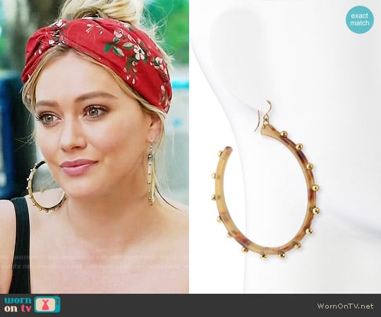 Ashley Pittman Duara Studded Hoop Earrings worn by Kelsey Peters (Hilary Duff) on Younger