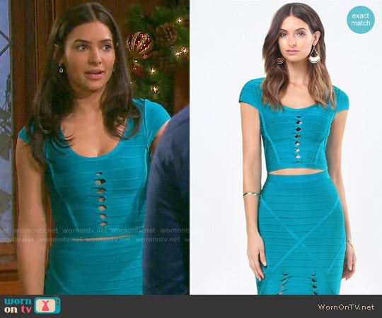 Bebe Twist Detail Bandage Top worn by Gabi Hernandez (Camila Banus) on Days of our Lives