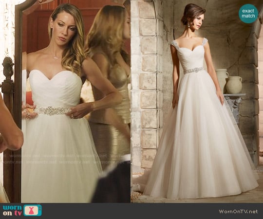 Mori Lee Blu Asymmetrically Draped Bodice on Tulle worn by Laurel Lance (Katie Cassidy) on Arrow