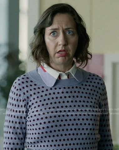 Carol’s purple polka dot sweater on Last Man on Earth