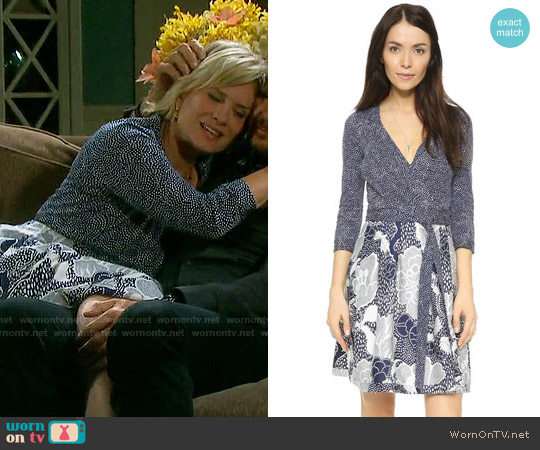 Diane von Furstenberg Jewel Dress in Dream Dot Midnight / Flower Power worn by Kayla Brady (Mary Beth Evans) on Days of our Lives