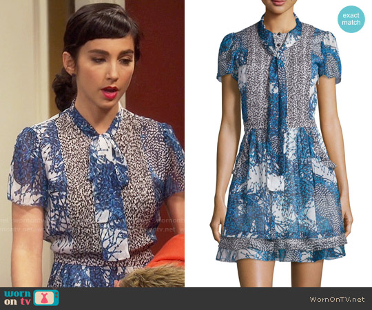 Diane von Furstenberg Marisa Dress in Bead Comp Peacock/Beads Black worn by Mandy Baxter (Molly Ephraim) on Last Man Standing