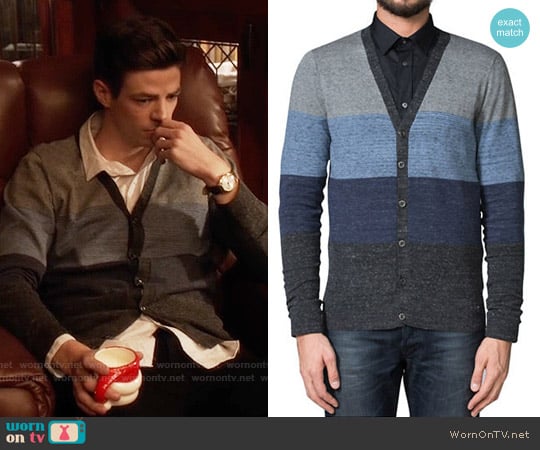 Diesel Striped Stretch Cardigan worn by Barry Allen (Grant Gustin) on The Flash