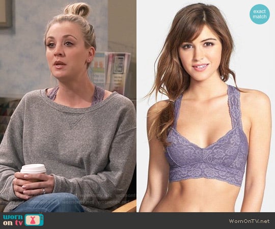 Free People Racerback Galloon Lace Bralette worn by Penny Hofstadter (Kaley Cuoco) on The Big Bang Theory