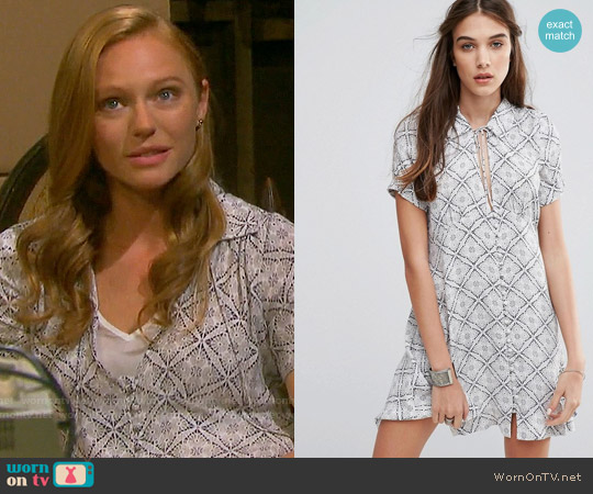 Free People Melody Dress in Neutral Combo worn by Abigail Deveraux (Kate Mansi) on Days of our Lives