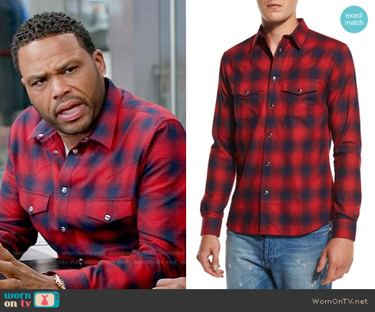 Givenchy Plaid Western Shirt worn by Andre Johnson (Anthony Anderson) on Black-ish