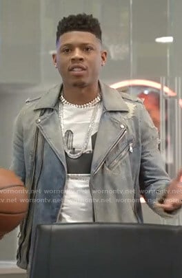 Hakeem’s denim moto jacket on Empire