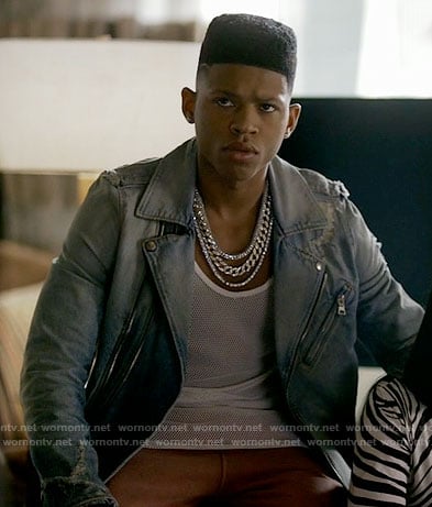 Hakeem’s denim moto jacket on Empire