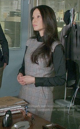 Joan’s grey plaid dress on Elementary