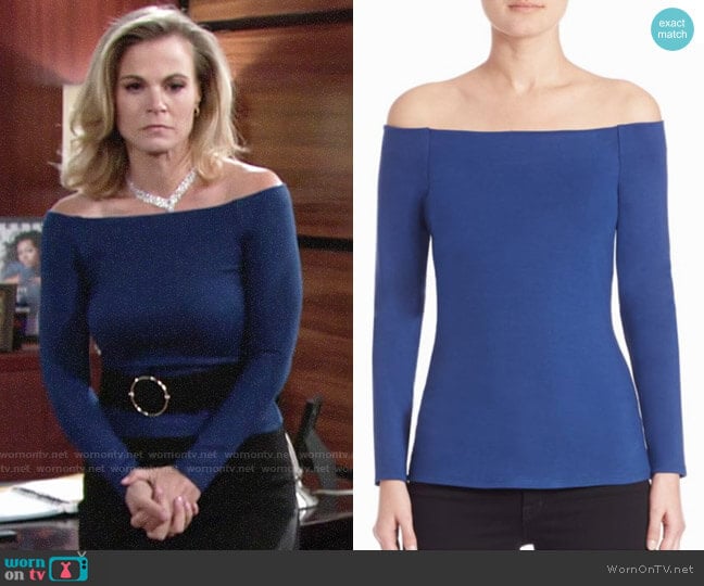 LAgence Cynthia Top in Azure worn by Phyllis Newman (Gina Tognoni) on The Young and the Restless