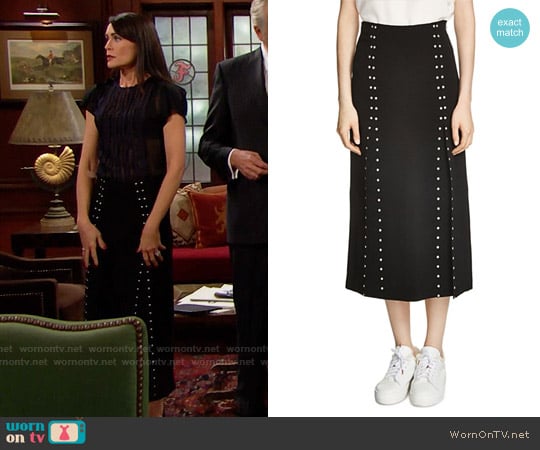 Maje Jude Studded Midi Skirt worn by Quinn Fuller (Rena Sofer) on The Bold and the Beautiful