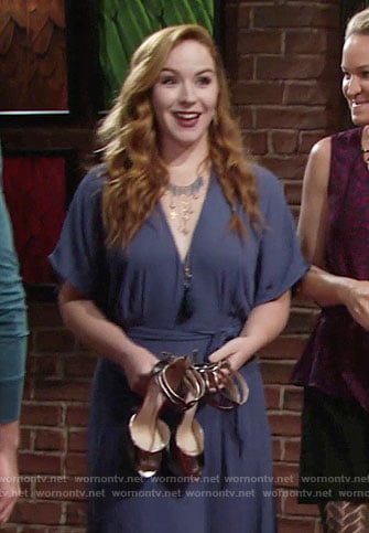 Mariah’s metallic shoes and blue gown on The Young and the Restless