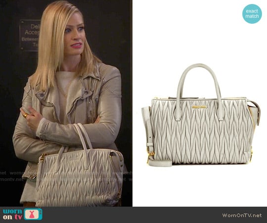 Miu Miu Matelass&eacute; Leather Satchel worn by Caroline Channing (Beth Behrs) on 2 Broke Girls