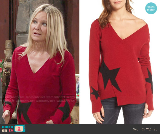 Pam & Gela Star Asymmetrical Sweater worn by Sharon Newman (Sharon Case) on The Young and the Restless