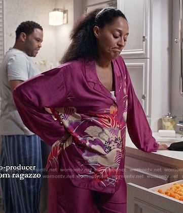 Rainbow’s pink floral print pajamas on Black-ish