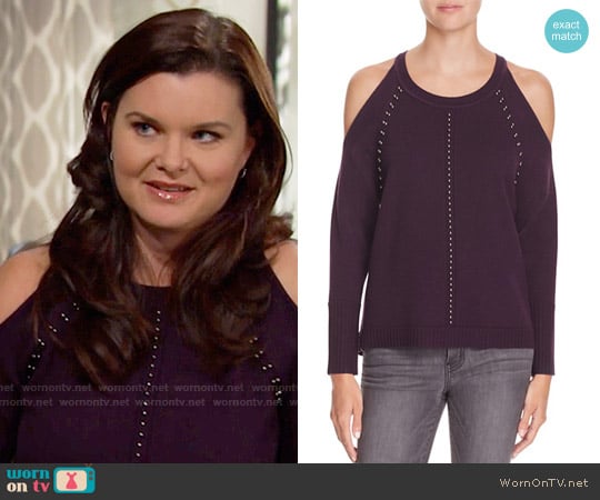 Ramy Brook Maya Cold Shoulder Sweater in Merlot worn by Katie Logan (Heather Tom) on The Bold and the Beautiful