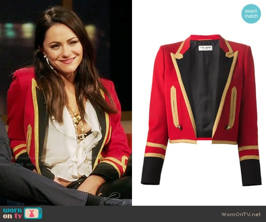 Saint Laurent Spencer Officer Jacket worn by Princess Eleanor (Alexandra Park) on The Royals
