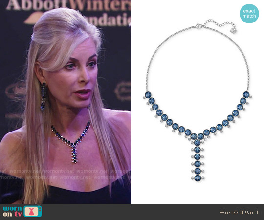 Swarovski Silver-Tone Blue and Clear Crystal Lariat Necklace worn by Ashley Abbott (Eileen Davidson) on The Young and the Restless