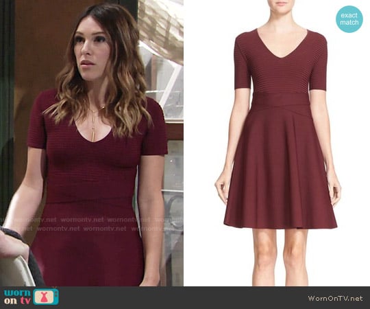 T by Alexander Wang Rib Knit Fit & Flare Dress worn by Chloe Mitchell (Elizabeth Hendrickson) on The Young and the Restless