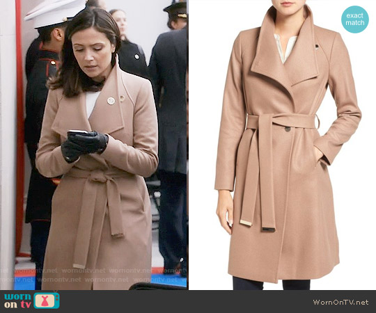 Ted Baker Wrap Coat in Camel worn by Emily Rhodes (Italia Ricci) on Designated Survivor