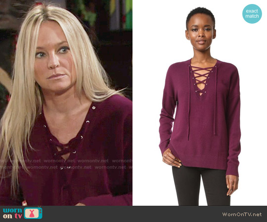The Kooples Lace-up Pullover worn by Sharon Newman (Sharon Case) on The Young and the Restless