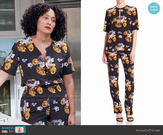 Theory Antazie Floral Top worn by Rainbow Johnson (Tracee Ellis Ross) on Black-ish