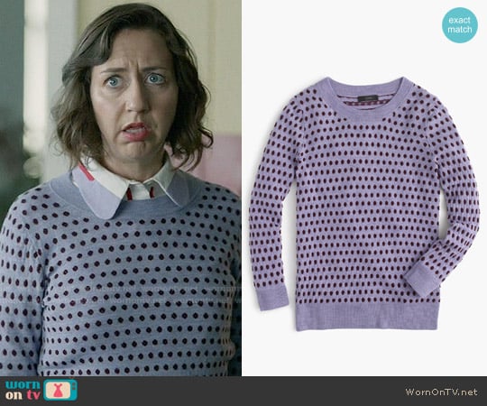 J.Crew Tippi Sweater in Jacquard Dot in French Purple Cabernet worn by Carol Pilbasian (Kristen Schaal) on Last Man On Earth
