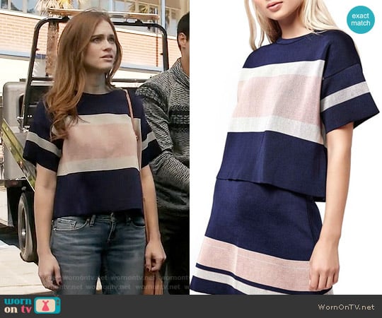 Topshop Modern Stripe Boxy Tee worn by Lydia Martin (Holland Roden) on Teen Wolf