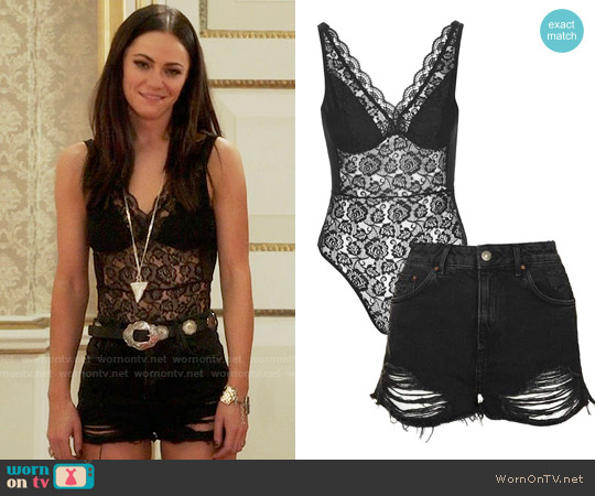 Topshop Lace & Mesh Bodysuit worn by Princess Eleanor (Alexandra Park) on The Royals