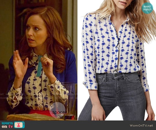 Topshop Palm Print Long Sleeve Shirt worn by Cassandra Cillian (Lindy Booth) on The Librarians