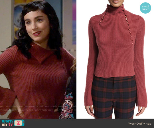 10 Crosby by Derek Lam Asymmetric Ribbed Cashmere Sweater worn by Mandy Baxter (Molly Ephraim) on Last Man Standing