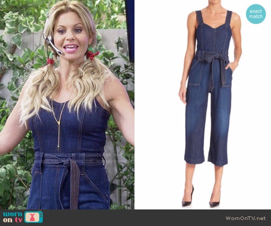 7 for All Mankind Saint Tropez Belted Jumpsuit worn by DJ Tanner-Fuller (Candace Cameron Bure) on Fuller House