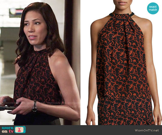 A.L.C. Mari Top in Black/Rust worn by Angela Montenegro (Michaela Conlin) on Bones