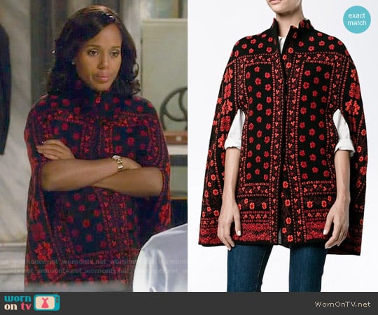 Alexander McQueen Floral Jacquard Knit Cape worn by Olivia Pope (Kerry Washington) on Scandal