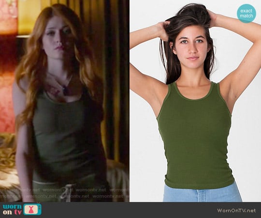American Apparel 2x1 Rib U-Neck Tank worn by Clary Fray (Katherine McNamara) on Shadowhunters