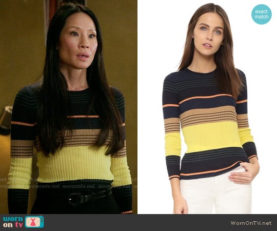 Apiece Apart Zia Striped Knit Top worn by Joan Watson (Lucy Liu) on Elementary