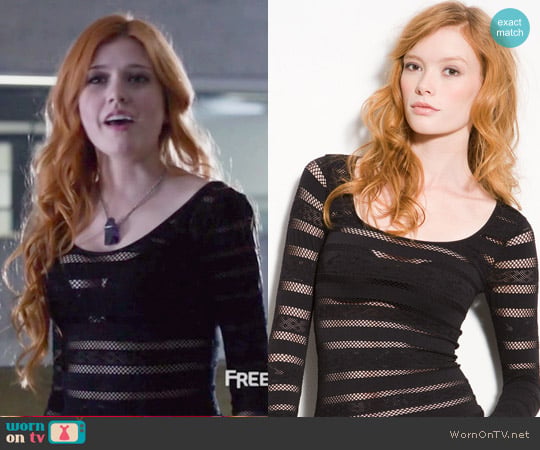 Free People Sheer Striped Mesh Shirt worn by Clary Fray (Katherine McNamara) on Shadowhunters