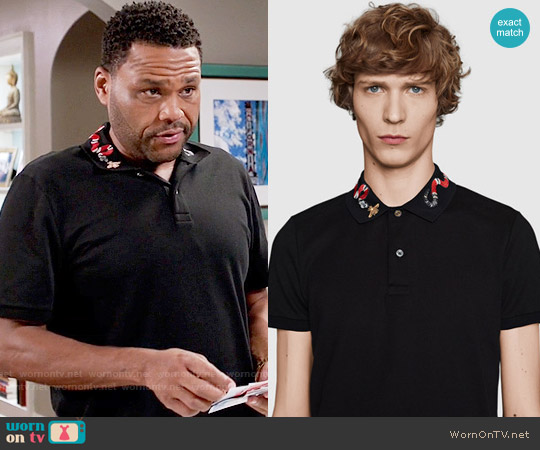 Gucci Cotton Polo with Snake Embroidery worn by Andre Johnson (Anthony Anderson) on Black-ish