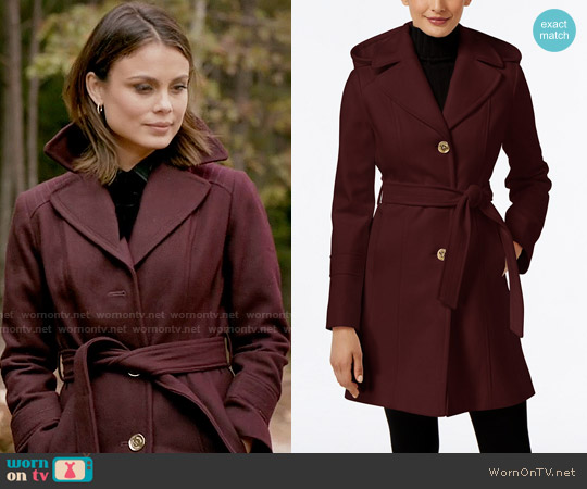 MICHAEL Michael Kors Wool-Blend Hooded Coat in Merlot worn by Sybil (Nathalie Kelley) on The Vampire Diaries